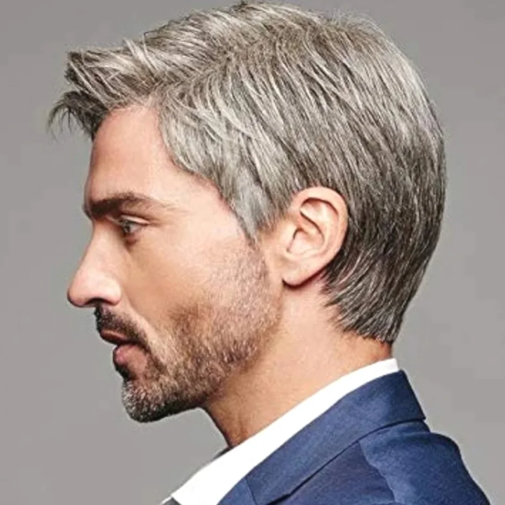 HIM Hairuwear mens hairpiece lace front synthetic wig classic short hair toupee